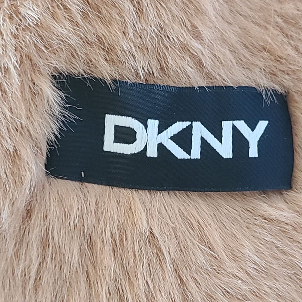 DKNY Women's Faux Fur Coat Camel Size XXL Beige Long Sleeve Button Up - Picture 7 of 16